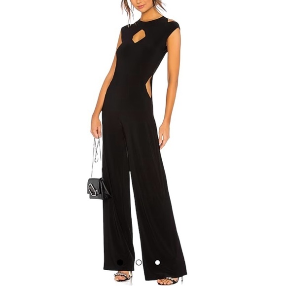 Norma Kamali Sleeveless Cut Out Jumpsuit Black Size Large Cut Out Accents - Picture 1 of 10